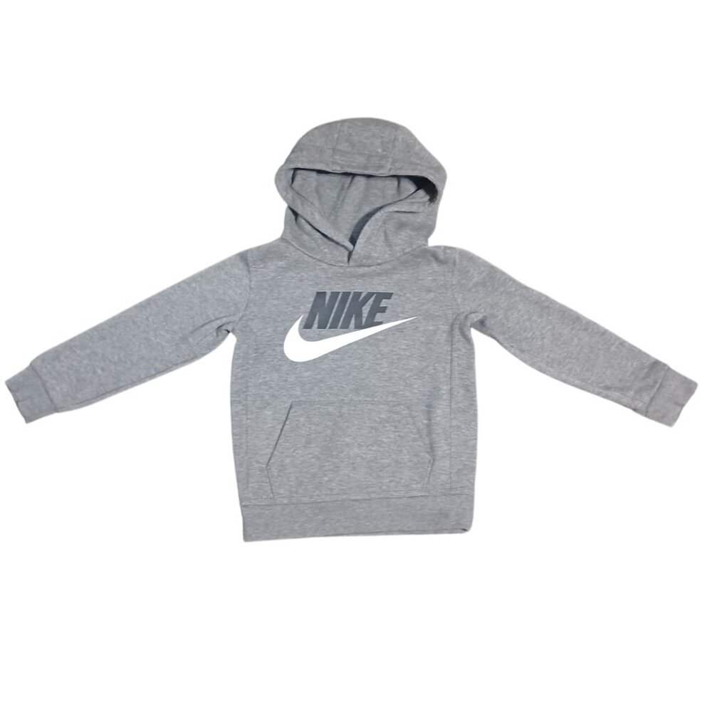 NIKE Sportswear Club Fleece Pull Over Hoodie Grey w/ White & Blk Logo Toddler 3T